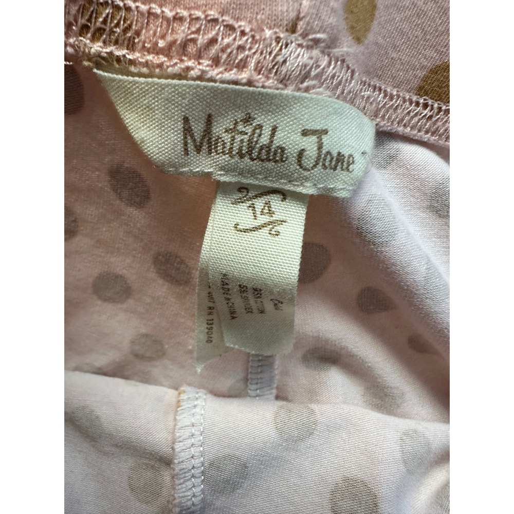 Matilda Jane Bike Shorts 14 Girls Pink Brown Polka Dot‎ Ruffle Hem - Picture 2 of 3